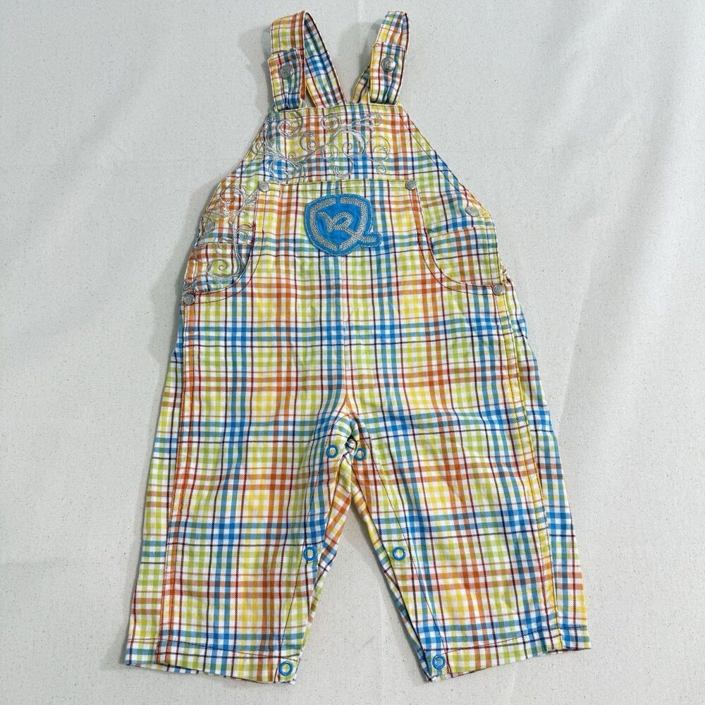 ROCA WEAR Baby Girl 6-9M Romper Colorful Plaid ROCAWEAR Jumpsuit Cotton